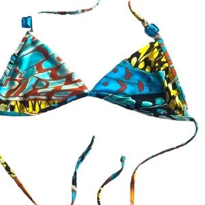 Letarte Butterfly Wing Bikini Top with blue glass  jewel accents
